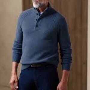 Banana Republic Men's Italian Yarn Mock Neck Sweater Blue Size XL